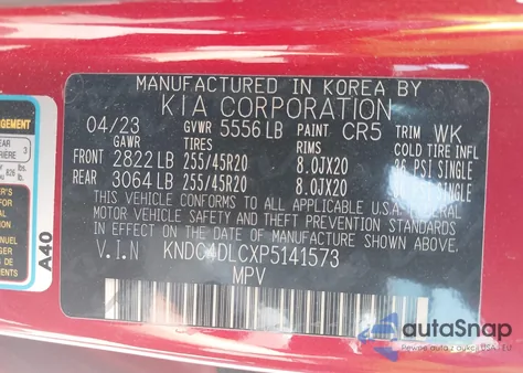 2023 Kia Ev6 Gt-Line z USA, uszkodzony, nr VIN KNDC4DLCXP5141573